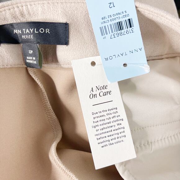 New Ann Taylor 12P Pink Faux Suede Side Zip Straight Leg Pant Trousers Empire - Picture 9 of 12